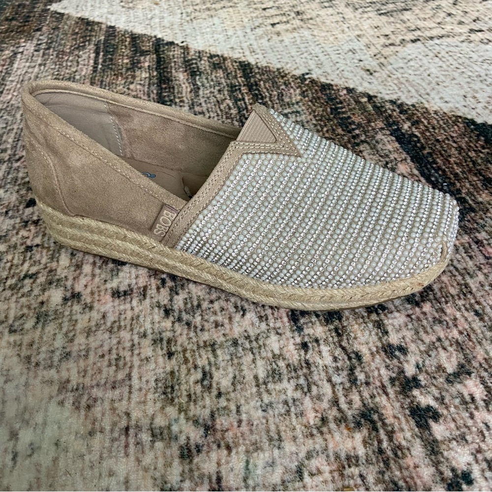 Toms Beige Rhinestone Espadrille Slip-On